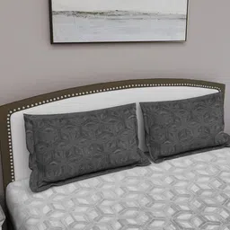 GM Grey Geometric 180 TC Cotton 1 Super Queen Bedsheet with 2 Pillow Covers image 5