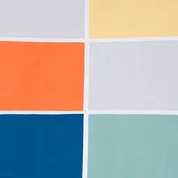 BREVARD Blue & Yellow Geometric 210 TC Queen Size Fitted Bedsheet with 2 Pillow Covers image 2