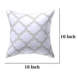 Texstylers Beige & White 2 Pieces Printed Reversible Cotton Square Cushion Covers image 5