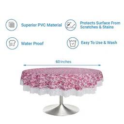 Dakshya Industries Pink Printed PVC 6 Seater Table Covers image 4