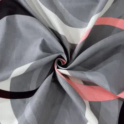 Arrabi Grey & Black Geometric 300 TC King Bedsheet with 2 Pillow Covers image 2