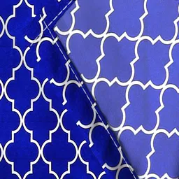 Aura Blue & White Geometric Fitted 180 TC Queen Double Size Bedsheet with 2 Pillow Covers image 4