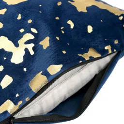HOSTA HOMES Blue & Gold-Toned Set of 5 Geometric Velvet Square Cushion Covers image 5