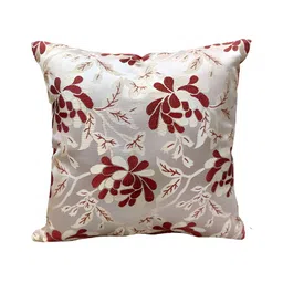 Good Vibes Maroon & Cream-Coloured 5 Pieces Floral Jacquard Square Cushion Covers image 5