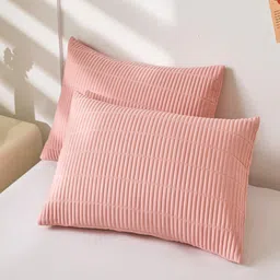 JC HOME Pink & Grey Printed Double Bed Cover With Pillow Covers image 3