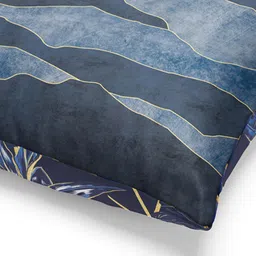 BIANCA Navy Blue & Gold-Toned Set of 2 Floral Square Cushion Covers image 3