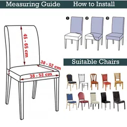 HOKIPO Grey & Green 4Pcs Printed Stretchable Chair Covers image 3