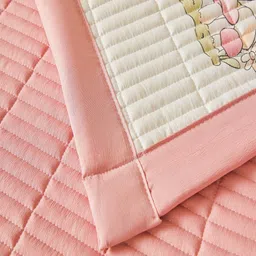 JC HOME Pink & White Printed Single Bed Cover With Pillow Covers image 5