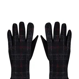 Bonjour Men Black Checked Winter Gloves-picture-10