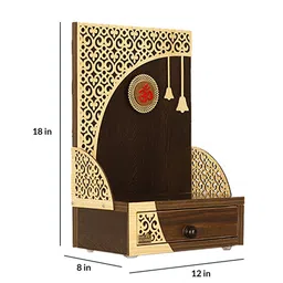 creata poojaghar Brown Mdf Wall Mounted Mandir Without Door image 3