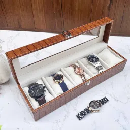 la trove Brown Watch Box With Glass Top image 1