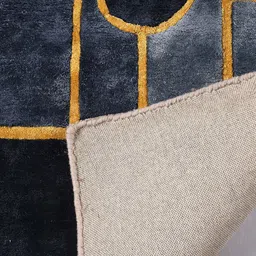 Buy Blue Wool Geometrical 5 ft x 7 ft Hand Tufted Carpet Carpet By Joyrugs by Littlelooms image 5