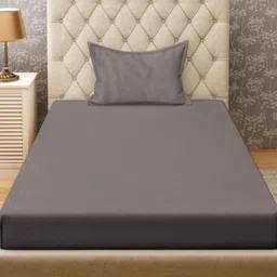KLOTTHE Grey 300TC Single Bedsheet & Pillow Covers image 2