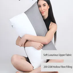 AVI White & Grey 2 Pieces Fibre Filled Breathable Sleep Pillow image 4