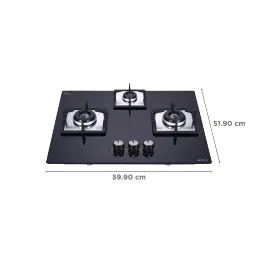 Elica FLEXI HCT 360 DX LOTUS BK 3 Burner Automatic Electric Hob (Cast Iron Grid, Black) image 2