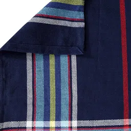 Arrabi Navy Blue & White Geometric 300 TC Single Bedsheet with 1 Pillow Covers image 4