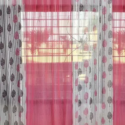 COMFY HOME Pink & White 4 Pieces Floral Sheer Window Curtains-picture-18
