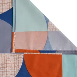 Aura Blue & Red Geometric 140 TC Queen Bedsheet with 2 Pillow Covers image 4