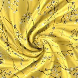 Home Ecstasy Yellow & Grey Floral 140 TC Single Bedsheet With Pillow Cover image 2