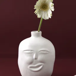 TAYHAA White Face Shape Ceramic Flower Vase With Narrow Neck-picture-38