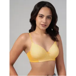 Clovia Polyamide Printed Padded Full Cup Wire Free T-Shirt Bra - Yellow-image-87