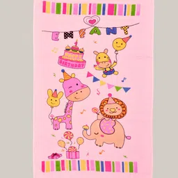 The Little Lookers Infants Pink Printed 354 GSM Bath Towel-picture-23