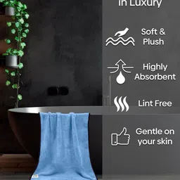 Softspun Microfiber Blue 280 GSM Microfiber Highly Absorbent Bath Towel image 3
