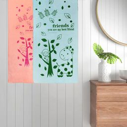 FABINALIV Pink & Green 2 Pieces Printed Cotton 300 GSM Bath Towel-picture-37