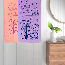 FABINALIV Kids Purple & Pink 2 Pieces Printed Cotton 300 GSM Bath Towel-picture-6
