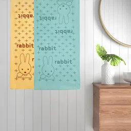 FABINALIV Yellow & Blue 2 Pieces Printed 300 GSM Cotton Bath Towels-image-70