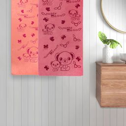 FABINALIV Kids Pink & Orange 2 Pieces Printed Cotton 300 GSM Bath Towel-picture-35