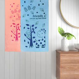 FABINALIV Kids Pink & Blue 2 Pieces Printed Cotton Bath Towels-picture-27