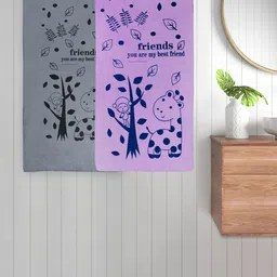 FABINALIV Unisex Kids Grey and Purple 2 Pieces Cotton 300 GSM Bath Towels-image-57