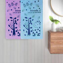FABINALIV Kids Blue & Purple 2 Pieces Printed Cotton 300 GSM Bath Towel-picture-43