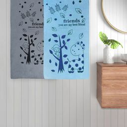 FABINALIV Grey & Blue 2 Pieces Printed Cotton 300 GSM Bath Towel-picture-42