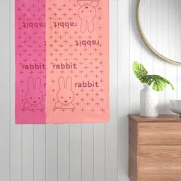 FABINALIV Pink & Orange 2 Pieces Printed 300 GSM Cotton Bath Towels-image-83