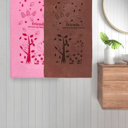 FABINALIV Pink & Brown 2 Pieces Printed Cotton 300 GSM Bath Towel-picture-47