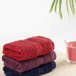 wakefit 3-Pcs Red & Navy-Blue Self-Design 500 GSM Pure Cotton Face Towels-image-23