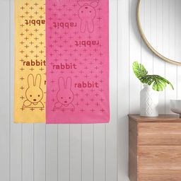 FABINALIV Pink & Yellow 2 Pieces Cartoon Printed Cotton 300 GSM Kids Bath Towels-picture-29