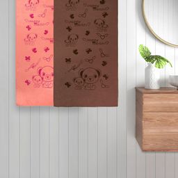 FABINALIV Orange & Brown 2 Pieces Cartoon Printed Cotton 300 GSM Kids Bath Towels-picture-47