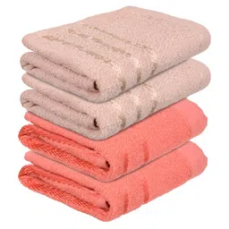 Kuber Industries 4 Pieces Brown & Orange Pure Cotton 380 Lining Face Towels image 4