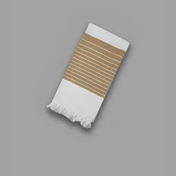 Ramraj White & Grey 3 Pieces Striped Cotton 150 GSM Bath Towel image 3