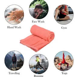 Kuber Industries 4 Pieces Green & Orange-Coloured Pure Cotton 380 Lining Face Towels image 2