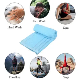 Kuber Industries 5 Pieces Peach Coloured & Blue Pure Cotton 380 Lining Face Towels image 5