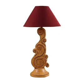 Maroon Poly Cotton Shade Table Lamp with Orange Base by Woody Lamp House image 3