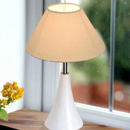 homesake Farmhouse Matt Table Lamp , White Modern Bedside Lamp image 1