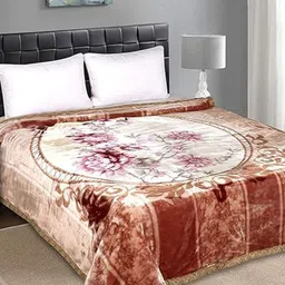 Signature Andrew Brown & White Floral Heavy Winter 210 GSM 2 Ply Double Bed Blanket-image-79