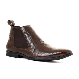 Khadims Men Brown Textured Chelsea Boots Casual Shoes-picture-29