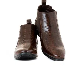 Khadims Men Brown Textured Chelsea Boots Casual Shoes image 2