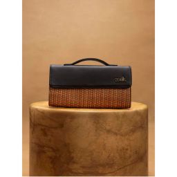 Zouk Brown Woven Jute Clutch and Detachable Strap-picture-35